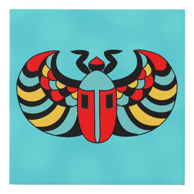 Abstract Black Scarab Beetle Colorful Stripes Blue
