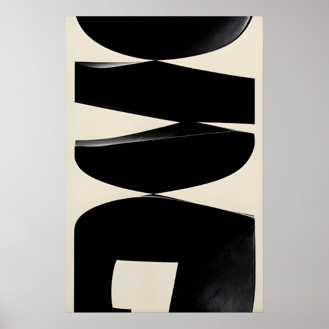 Abstract Black Shapes Art Print Modernist Giclée (Front)