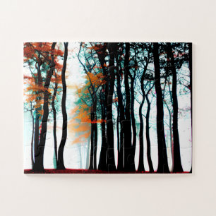 Abstract Black Silhouette Trees For Kids Jigsaw Puzzle