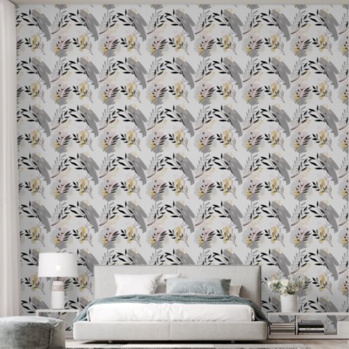 Abstract Black Silver and Gold Pattern Wallpaper