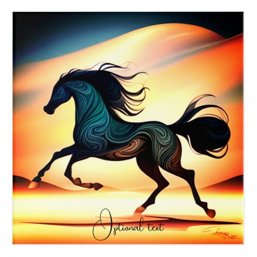 Abstract Black Stallion in Desert Acrylic Print