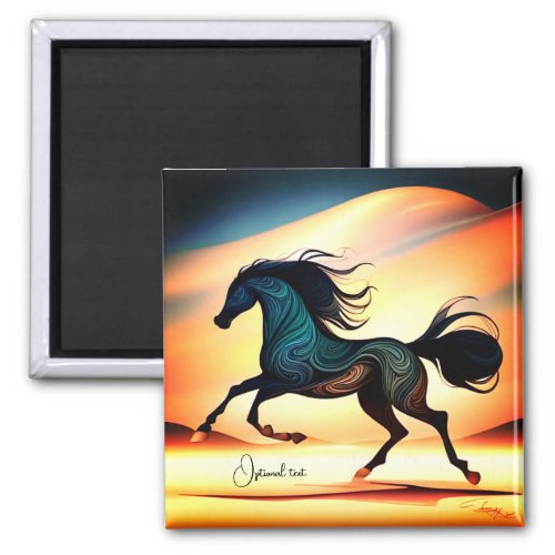 Abstract Black Stallion in Desert Magnet