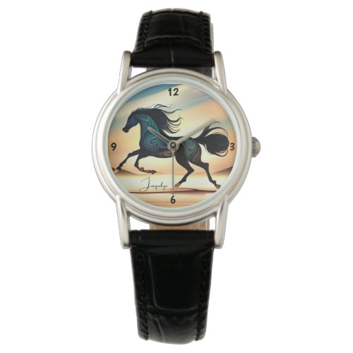 Abstract Black Stallion in Desert Watch