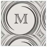 Abstract Black Swirl Monogram #2 Fabric
