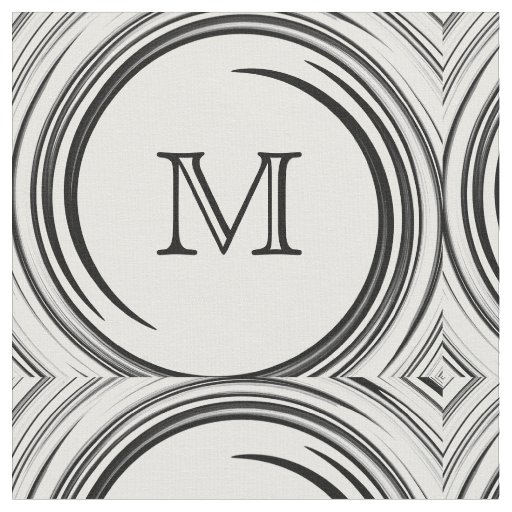 Abstract Black Swirl Monogram #2 Fabric