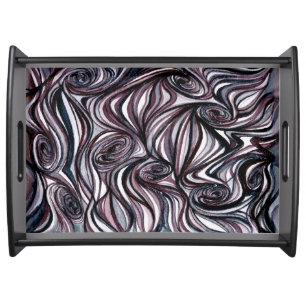 Abstract black swirly design serving tray