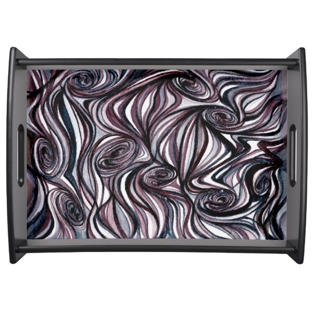 Abstract black swirly design serving tray (Front)