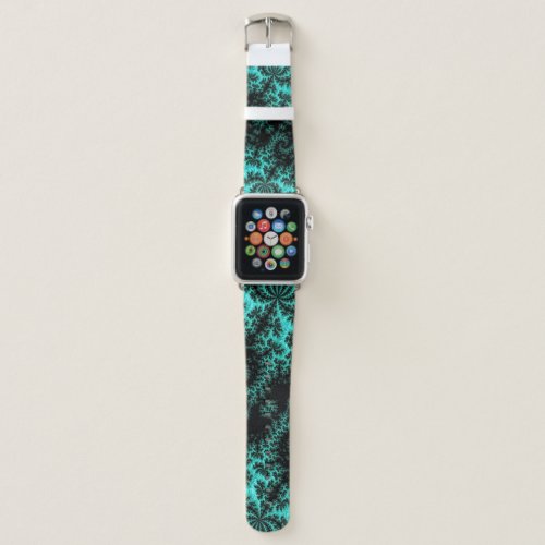 Abstract Black Teal Symmetrical Fractal Apple Watch Band