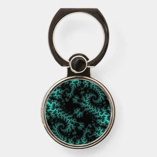Abstract Black Teal Symmetrical Fractal Phone Ring Stand
