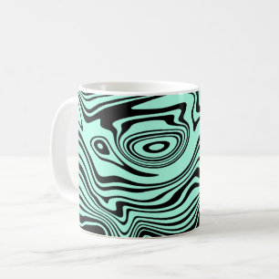 Abstract Black Teal Wavy Striped Coffee Mug