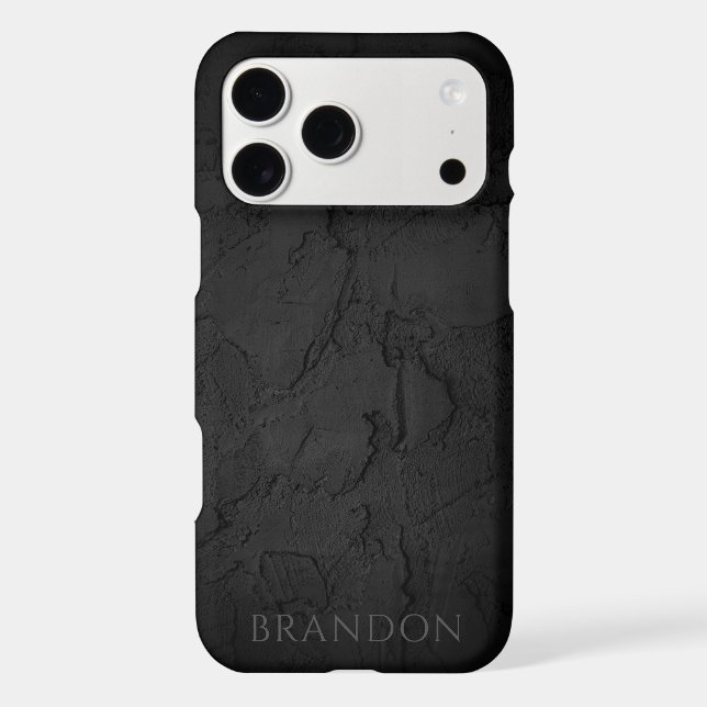 Abstract Black Texture Personalized Name Iphone Case (Back)