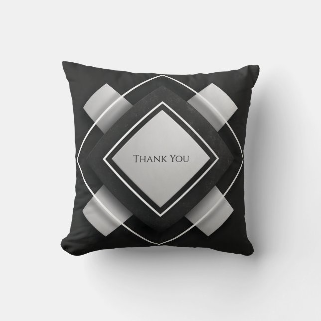 Abstract Black Textured Diamond Layered Throw Pillow (Front)