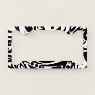 Abstract Black Tribal License Plate Frame