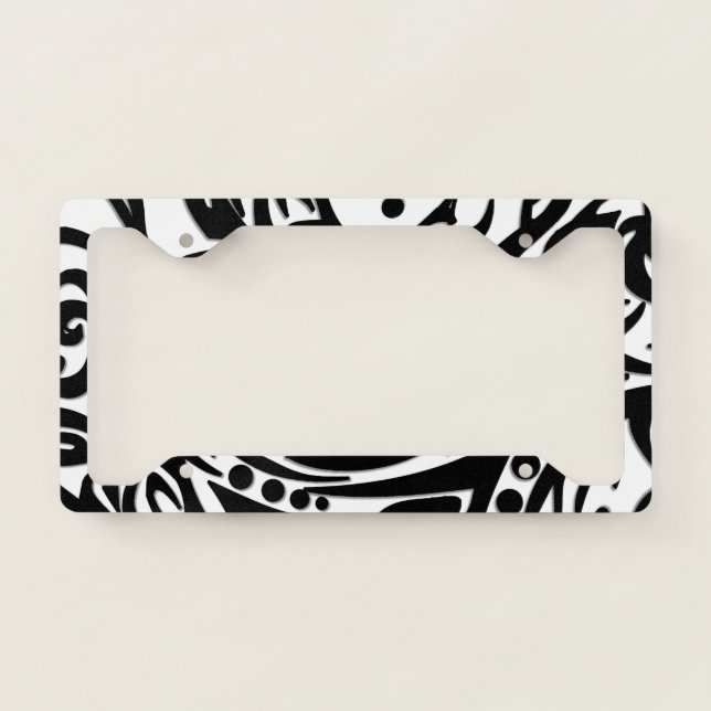 Abstract Black Tribal License Plate Frame (Front)