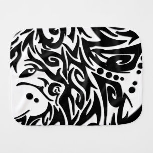Abstract Black Tribal Wolf Baby Burp Cloth