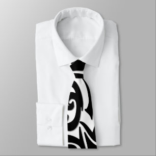 Abstract Black Tribal Wolf Neck Tie