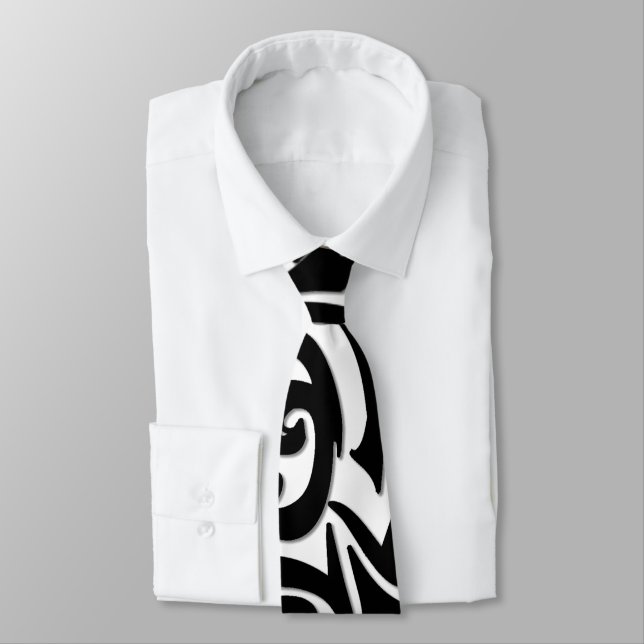 Abstract Black Tribal Wolf Neck Tie (Tied)