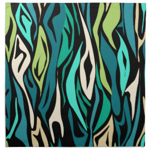 Abstract black turquoise cloth napkin