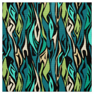 Abstract black turquoise fabric
