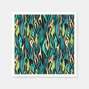Abstract black turquoise napkins