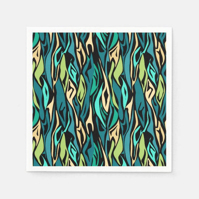 Abstract black turquoise napkins (Front)