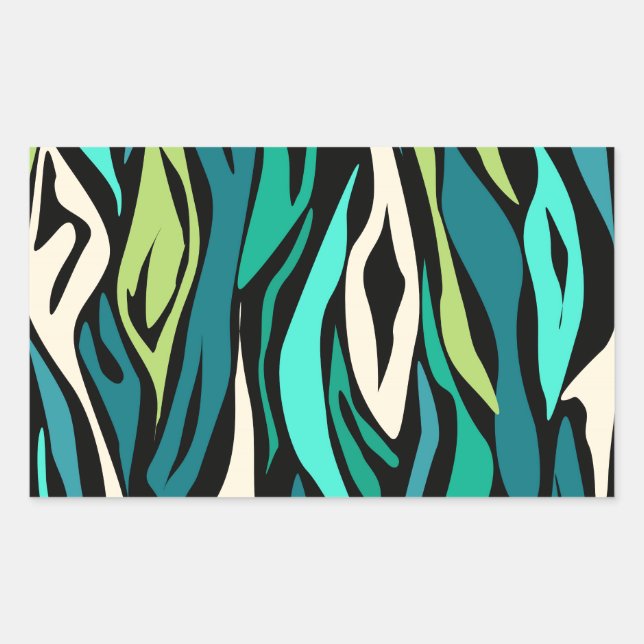 Abstract black turquoise rectangular sticker (Front)