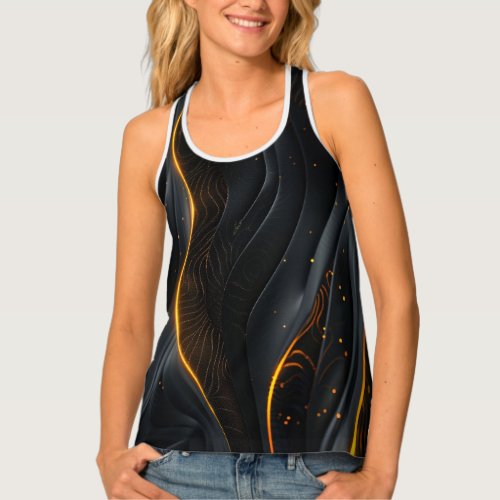 Abstract Black Wave Tank Top