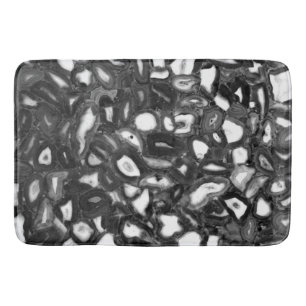 Abstract Black White agates geode Bath Mat