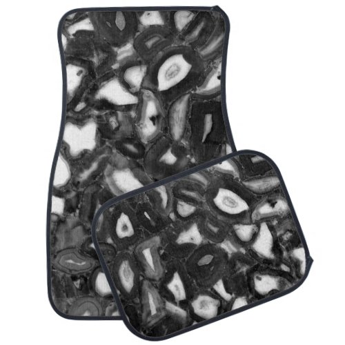 Abstract Black White agates geode  Car Floor Mat