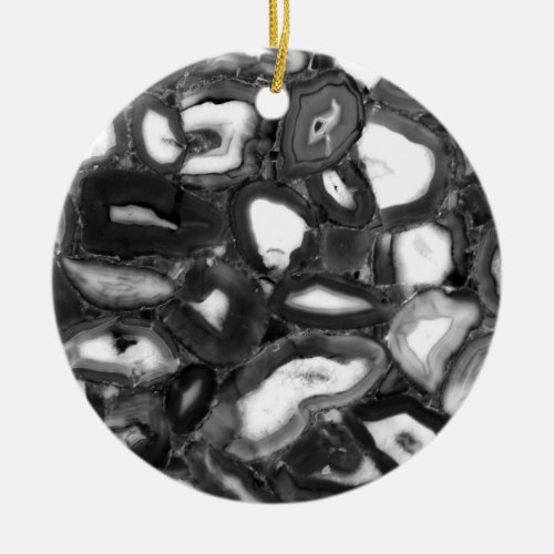 Abstract Black White agates geode  Ceramic Ornament