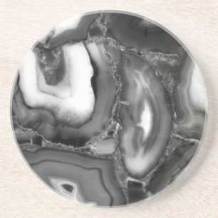 Abstract Black White agates geode Coaster