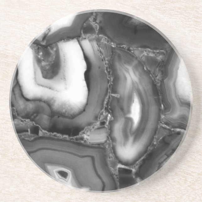 Abstract Black White agates geode  Coaster (Front)