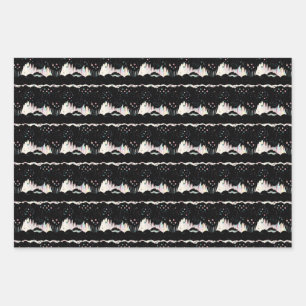 Abstract Black, White, and Pastel Color Splash Wrapping Paper Sheets