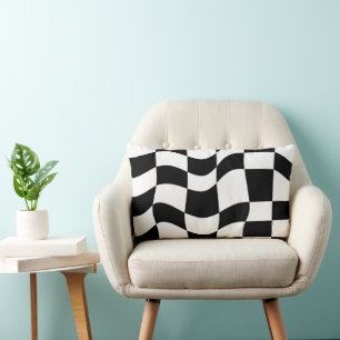 Abstract Black & White Checker Lumbar Pillow