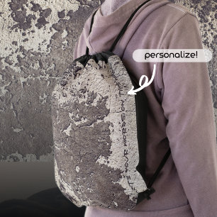 Abstract black & white (cracked wall)  drawstring bag