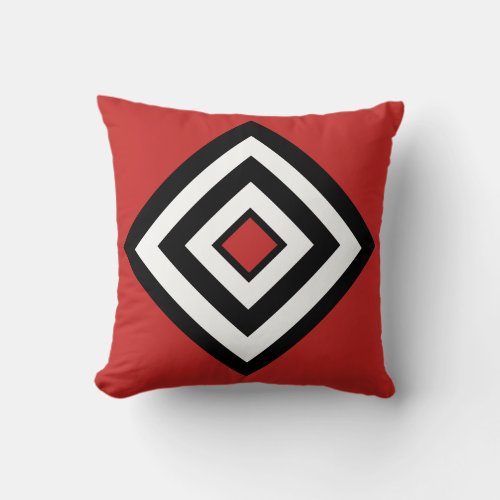 Abstract Black  White Diamonds on Crimson Red Throw Pillow