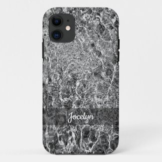 Abstract Black White Faux Marble Personalized Name Case-Mate iPhone Case