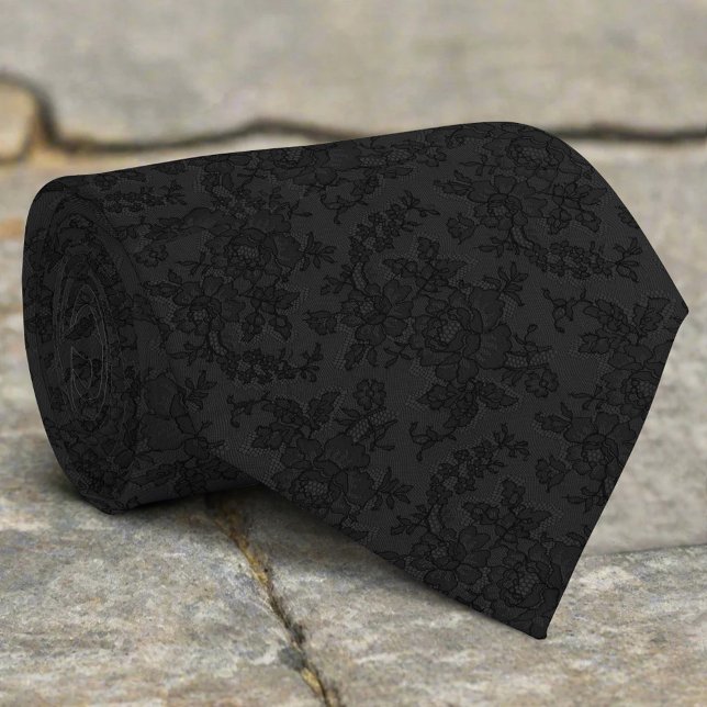 Abstract Black White Floral Repeat Design Pattern Neck Tie (Creator Uploaded)
