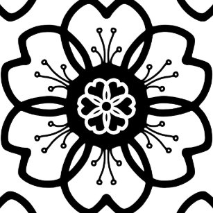 black flower pattern decorative ceramic tiles zazzle