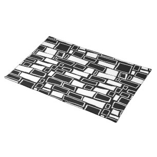 Abstract Black White Geometric Tiles Cloth Placemat