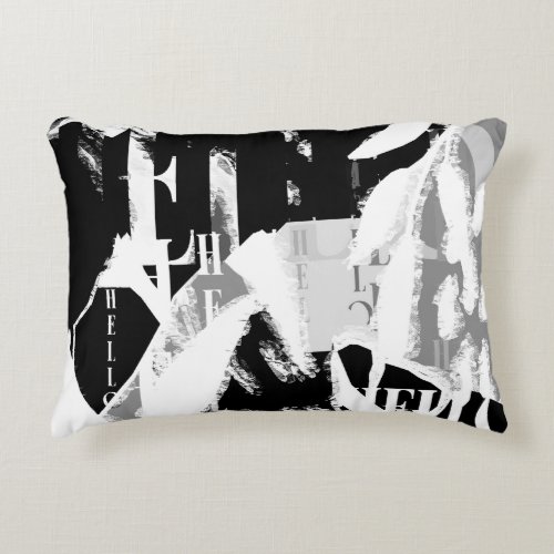 Abstract Black White Gray Accent Pillow