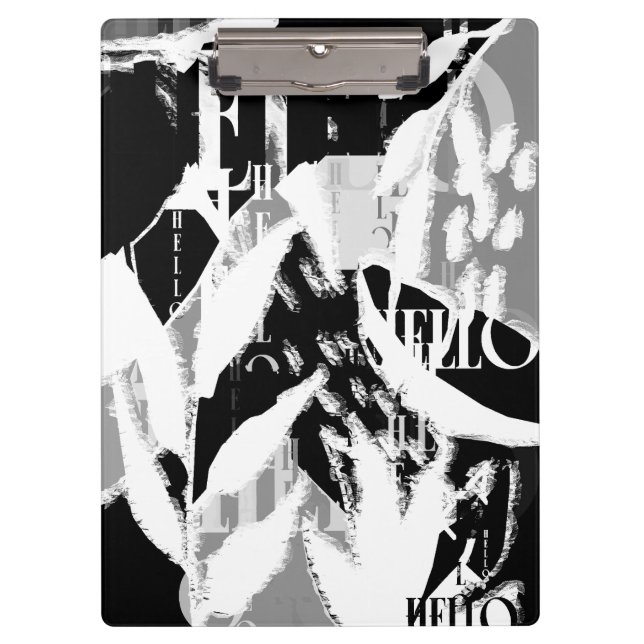 Abstract Black White Gray Clipboard (Front)