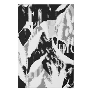 Abstract Black White Gray Faux Canvas Print