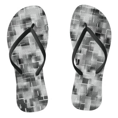 Abstract Black White Gray Flip Flops