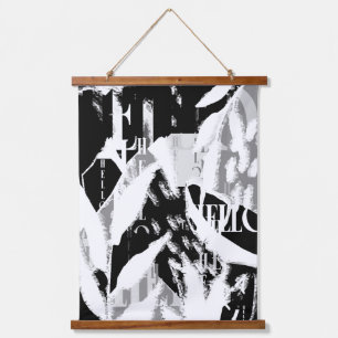 Abstract Black White Gray Hanging Tapestry