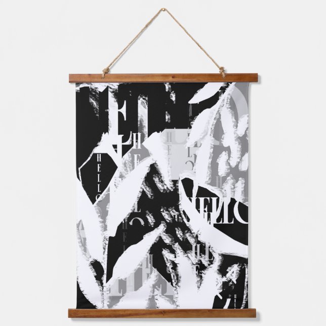 Abstract Black White Gray Hanging Tapestry (Front)