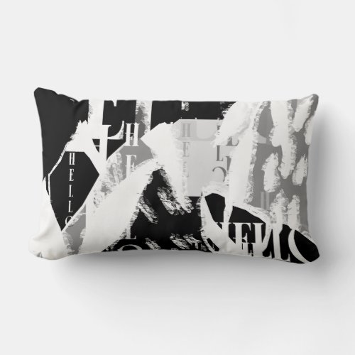Abstract Black White Gray Lumbar Pillow