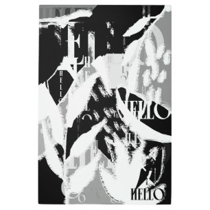 Abstract Black White Gray Metal Print