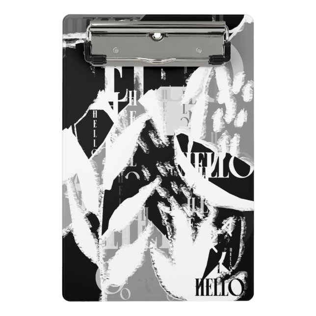Abstract Black White Gray Mini Clipboard (Front)