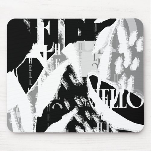 Abstract Black White Gray Mouse Pad